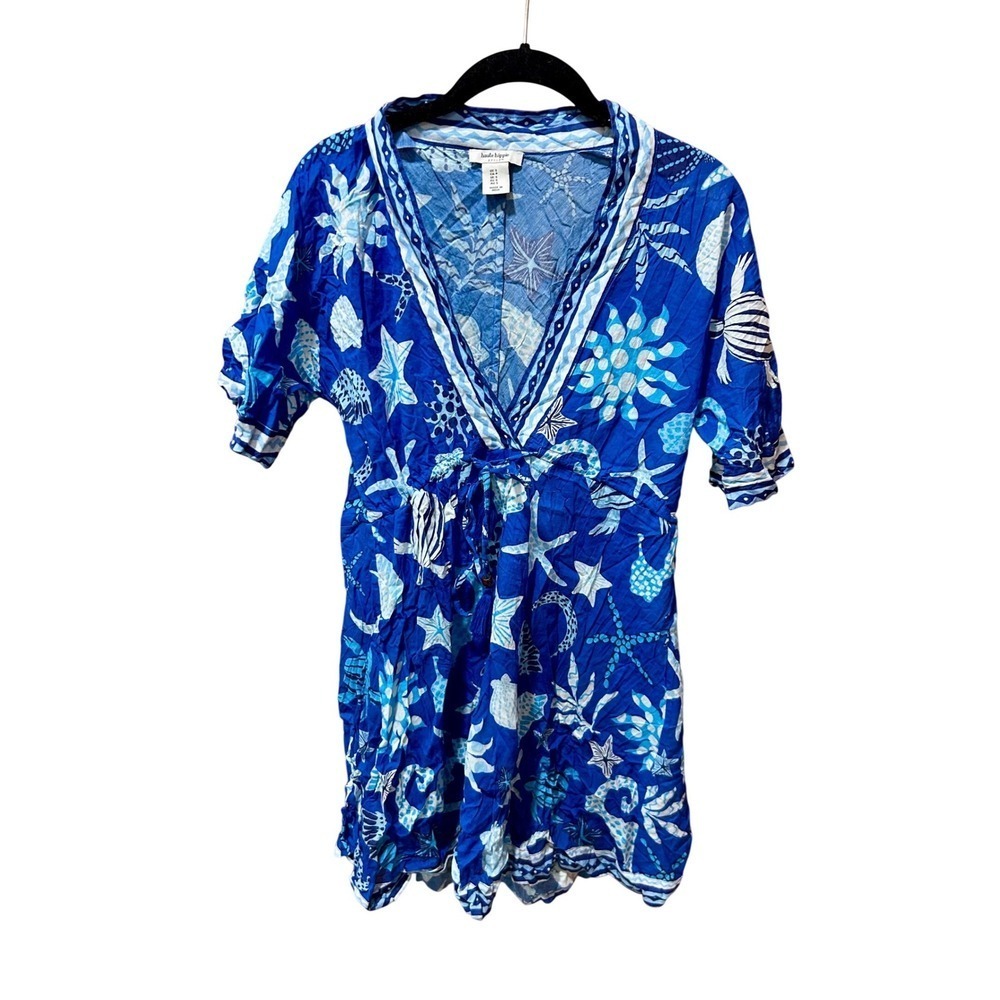 Haute Hippie Styler Blue Starfish Sea Life Romper Small V-Neck Coastal Beach